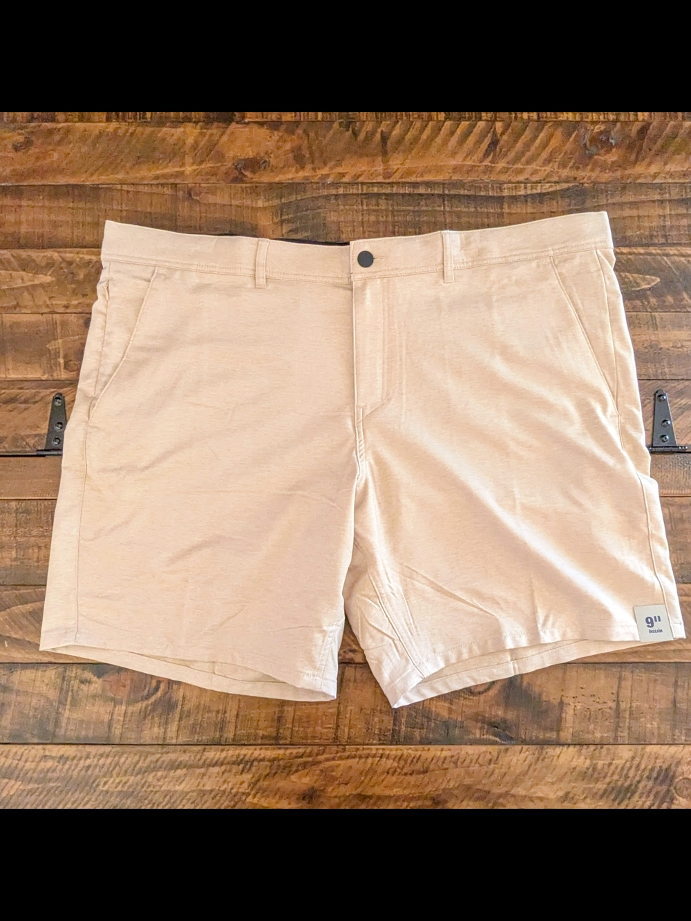 NWT George Mens Sz 46 Twill Shorts Above the Knee Moisture Wicking Tan 9" Inseam
